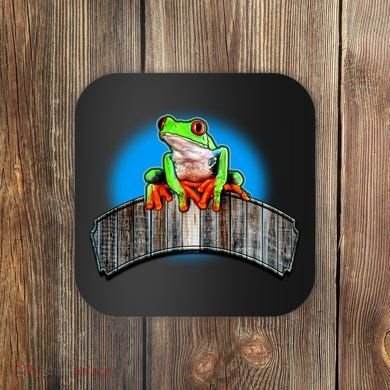 Frog On Wood Panel Coaster