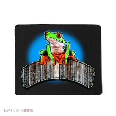 Frog On Wood Panel Mousepad