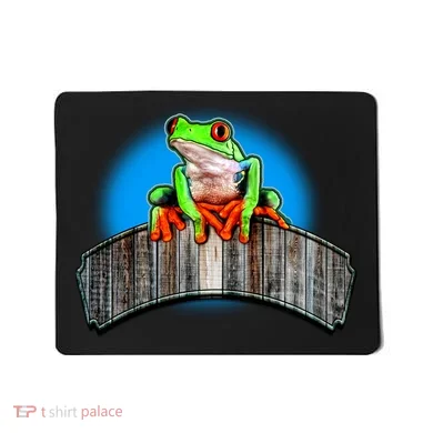 Frog On Wood Panel Mousepad