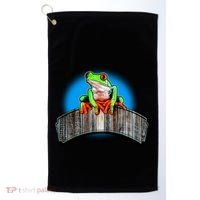 Frog On Wood Panel Golf Towel thumb 0