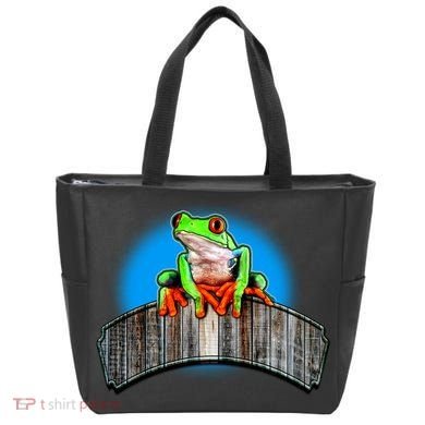 Frog On Wood Panel Tote Bag