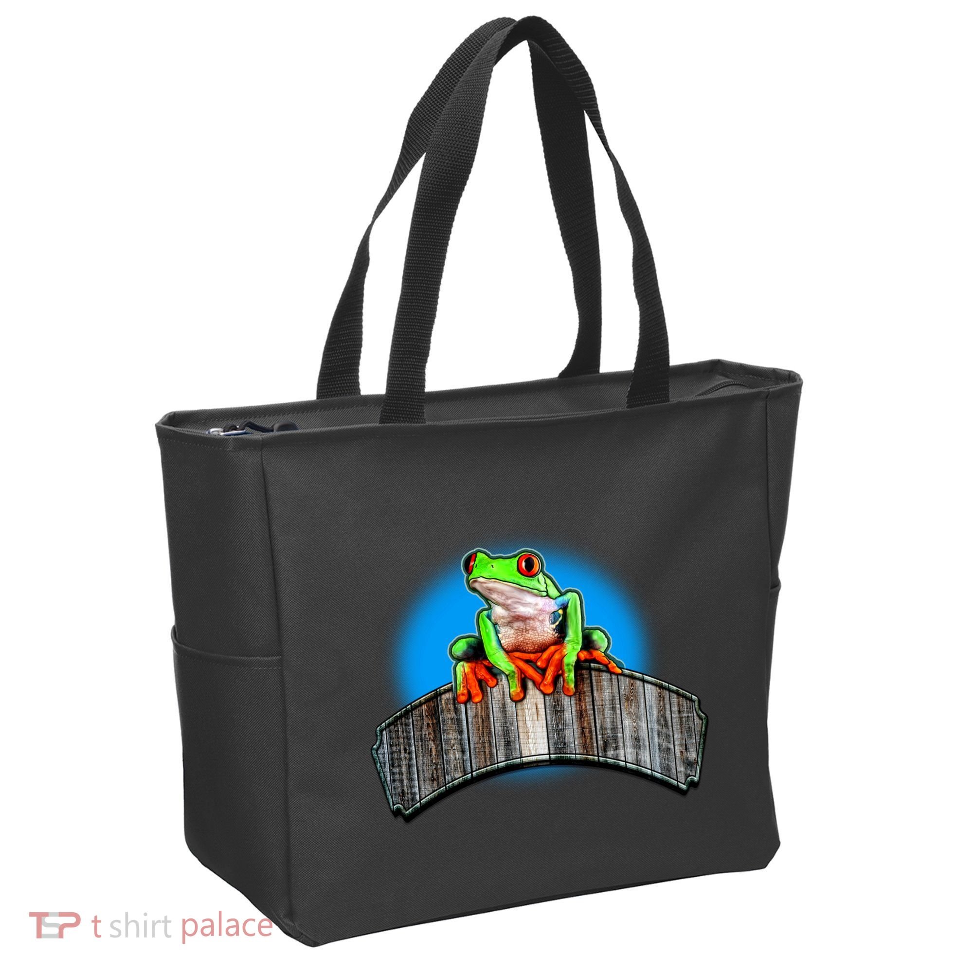 Frog On Wood Panel Tote Bag