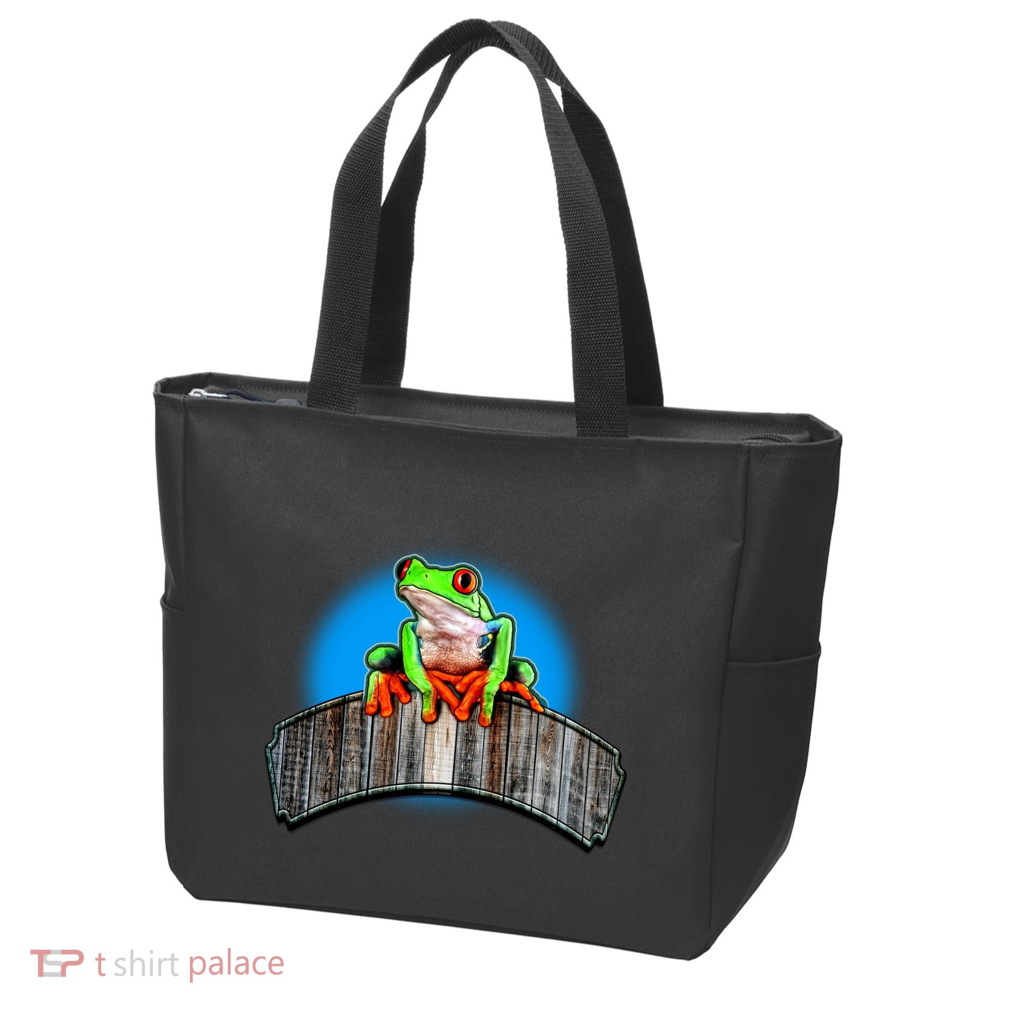 Frog On Wood Panel Tote Bag