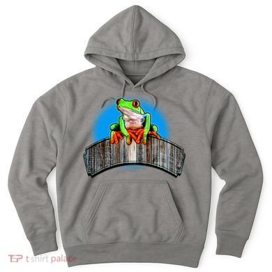 Frog On Wood Panel Hoodie