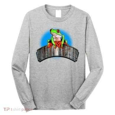 Frog On Wood Panel Long Sleeve Shirt
