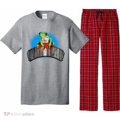 Frog On Wood Panel Pajama Set