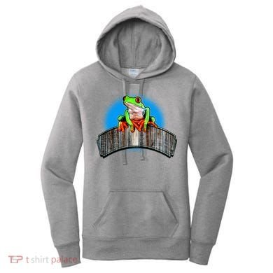 Frog On Wood Panel Women's Hoodie