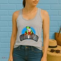 Frog On Wood Panel Women's Tank Top thumb 2
