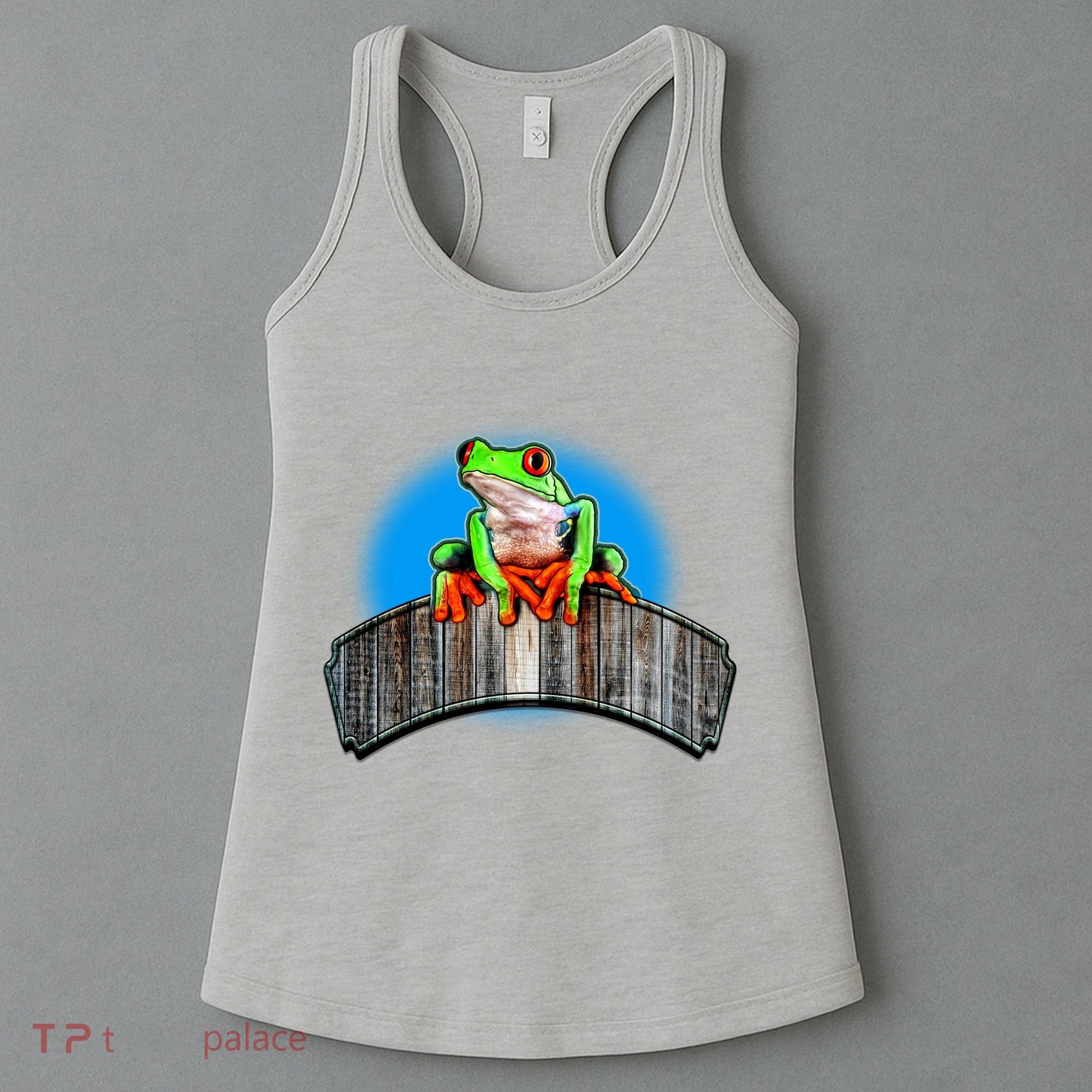 Frog On Wood Panel Women's Tank Top