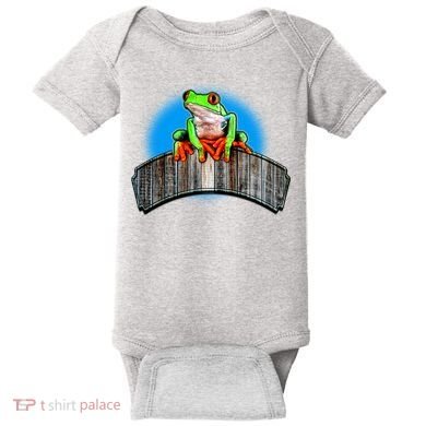 Frog On Wood Panel Baby Bodysuit