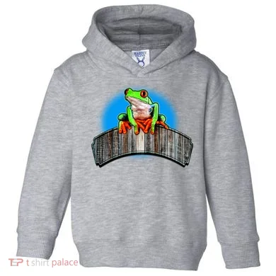 Frog On Wood Panel Toddler Hoodie