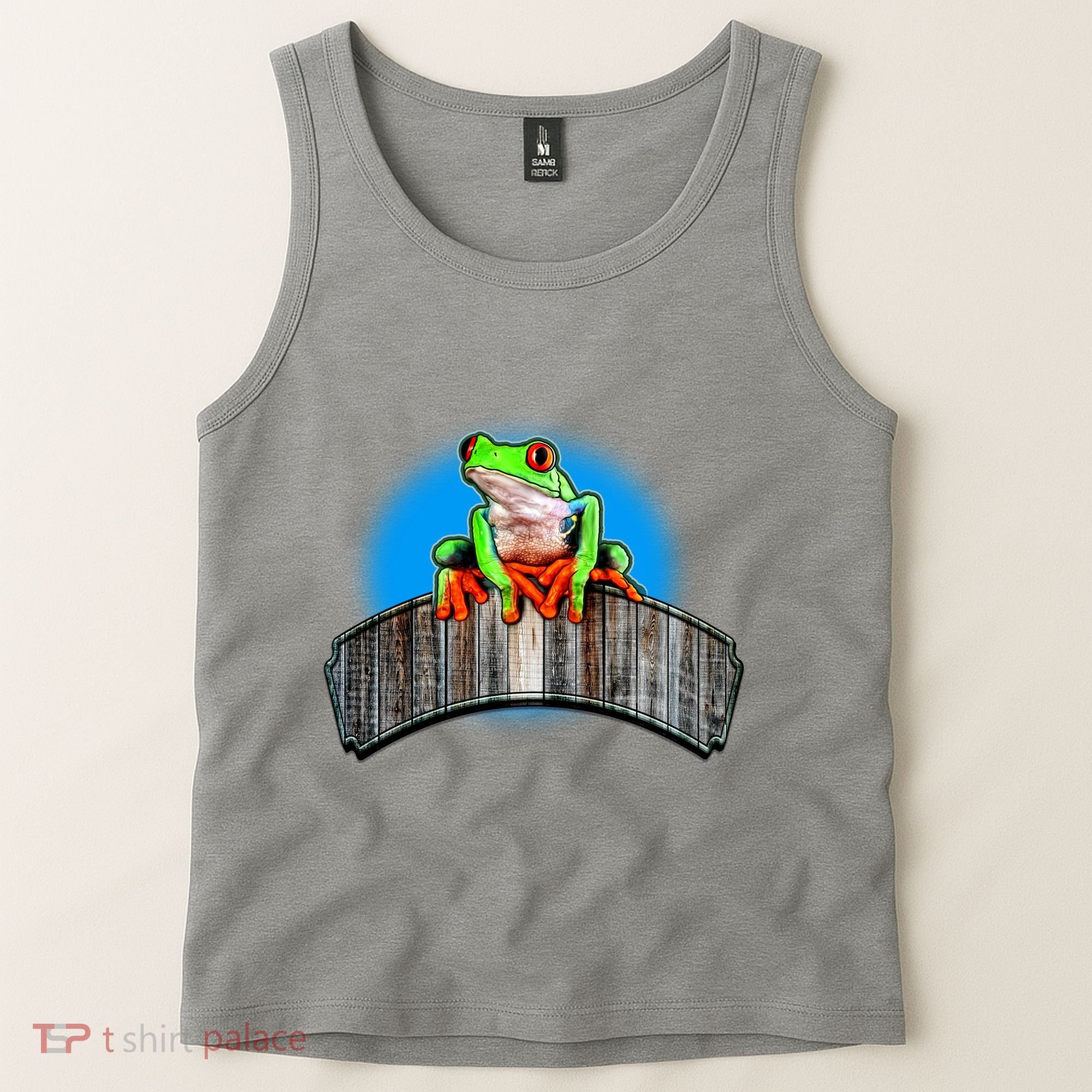 Frog On Wood Panel Tank Top