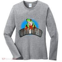 Frog On Wood Panel Women's Long Sleeve Shirt thumb 0