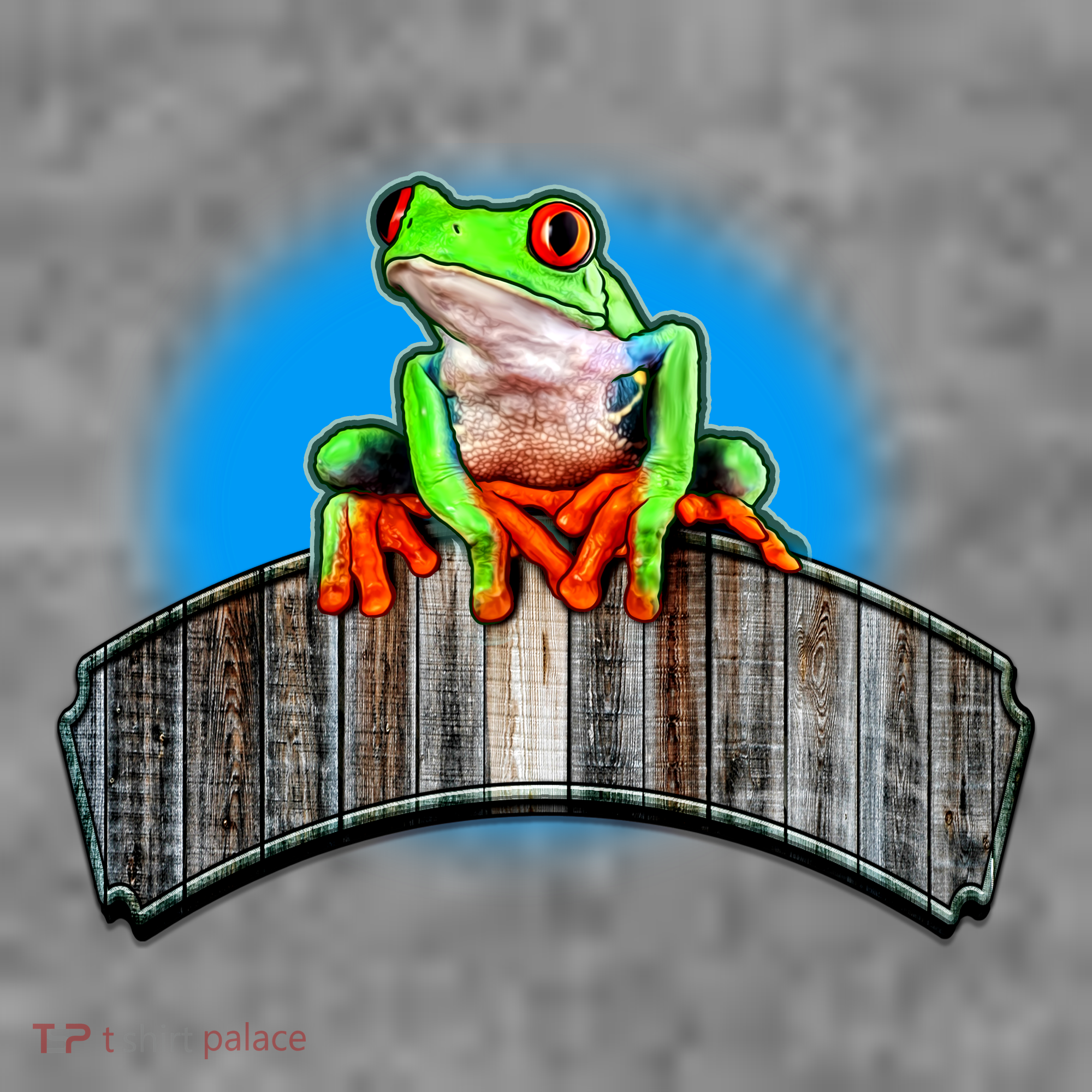 Frog On Wood Panel Women's Long Sleeve Shirt