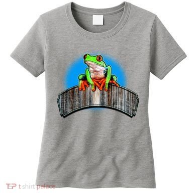 Frog On Wood Panel Women's T-Shirt