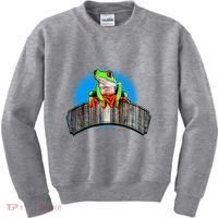 Frog On Wood Panel Kids Sweatshirt thumb 0