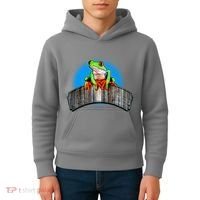Frog On Wood Panel Kids Hoodie thumb 4