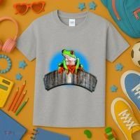 Frog On Wood Panel Kids T-Shirt thumb 3
