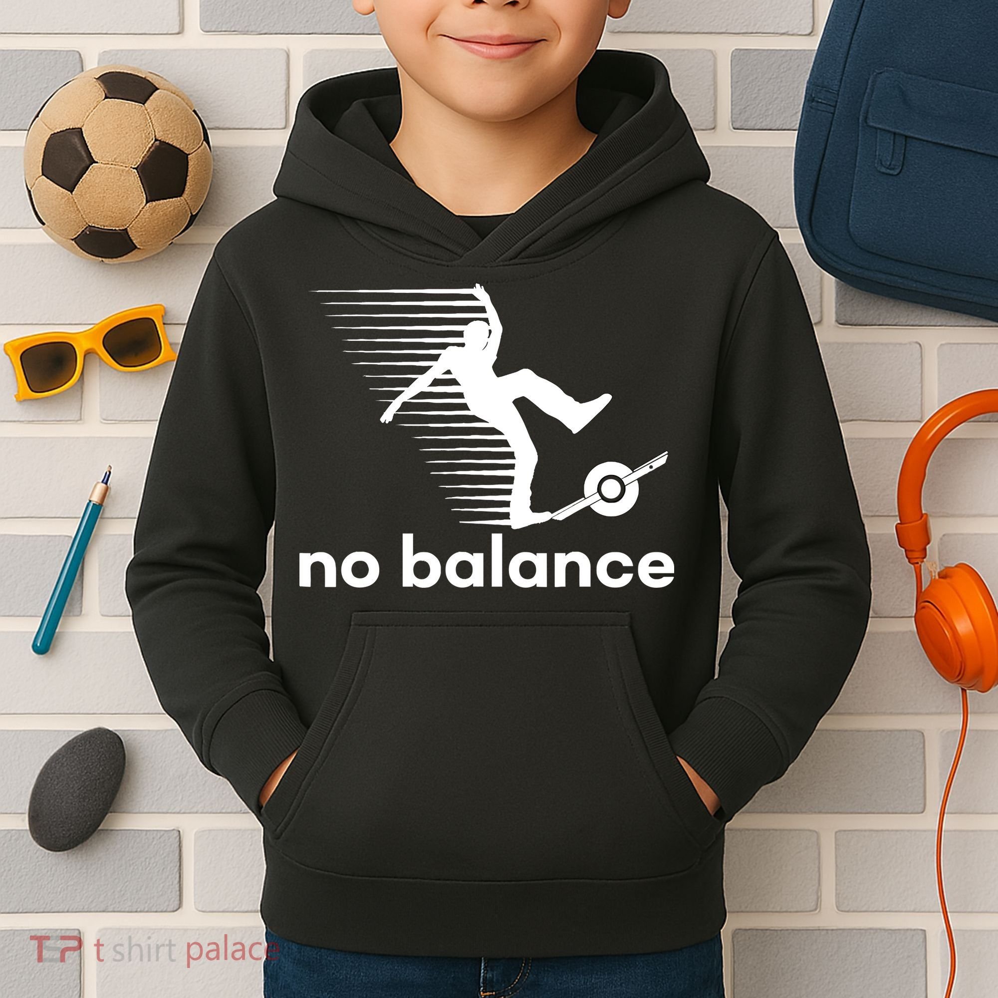 Funny One Wheel No Balance Kids Hoodie