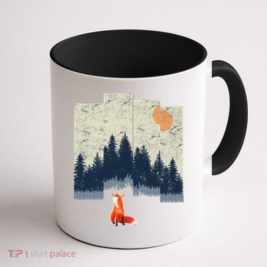 Fox Distorted Forrest  Coffee Mug back