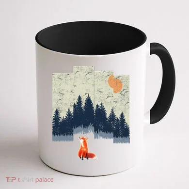 Fox Distorted Forrest  Coffee Mug back