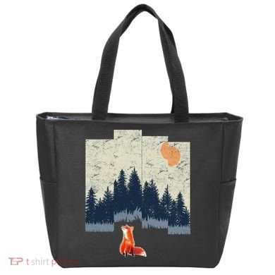 Fox Distorted Forrest  Tote Bag
