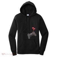 Funny Player 1 Player 2 Matching Gamer Couple Him Her Funny Gift Women's Hoodie thumb 0
