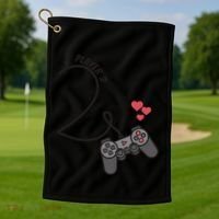 Funny Player 1 Player 2 Matching Gamer Couple Him Her Funny Gift Golf Towel thumb 1