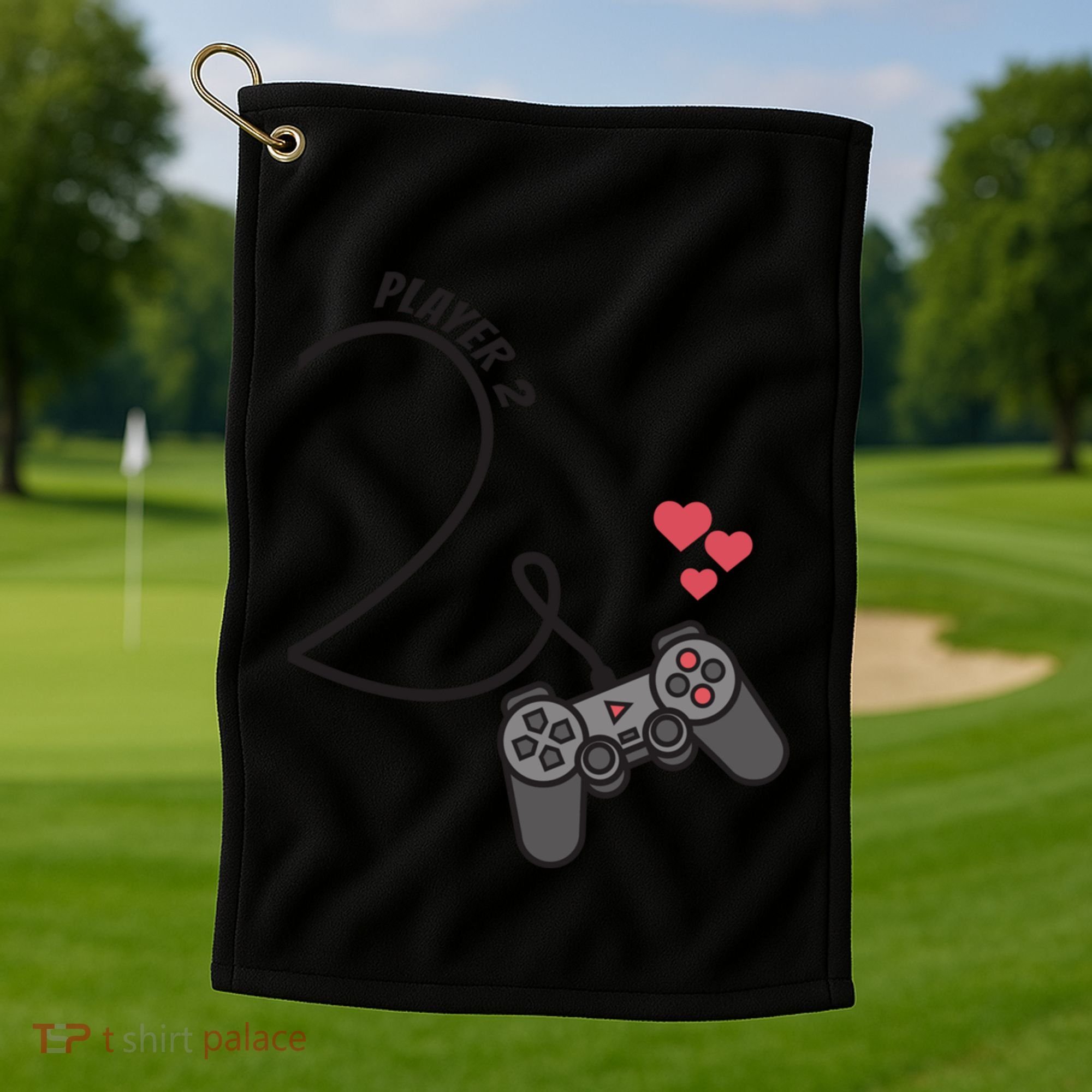 Funny Player 1 Player 2 Matching Gamer Couple Him Her Funny Gift Golf Towel