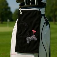 Funny Player 1 Player 2 Matching Gamer Couple Him Her Funny Gift Golf Towel thumb 2