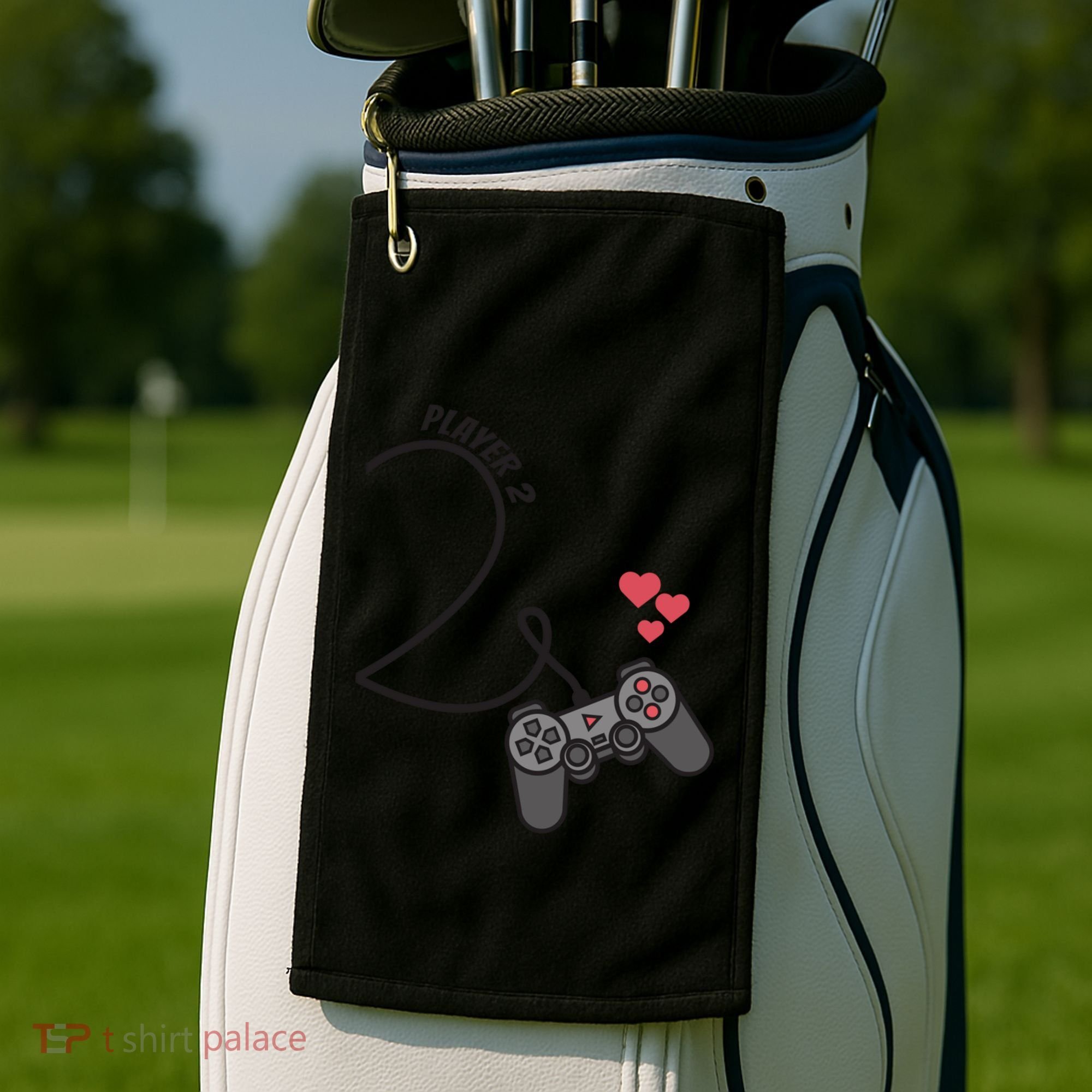 Funny Player 1 Player 2 Matching Gamer Couple Him Her Funny Gift Golf Towel
