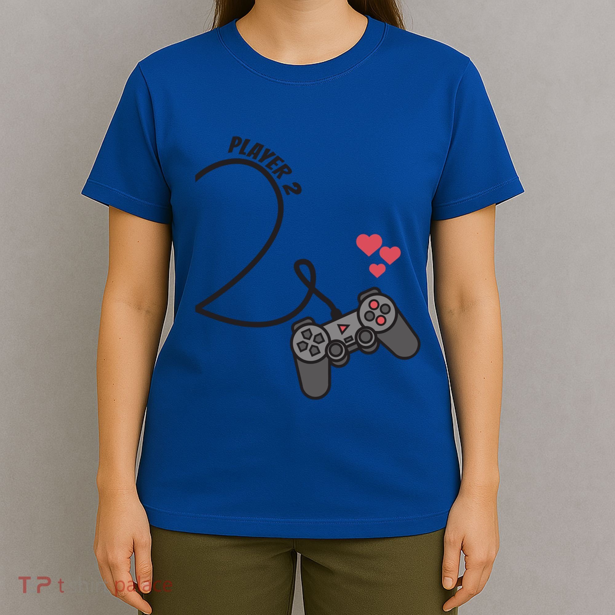 Funny Player 1 Player 2 Matching Gamer Couple Him Her Funny Gift T-Shirt