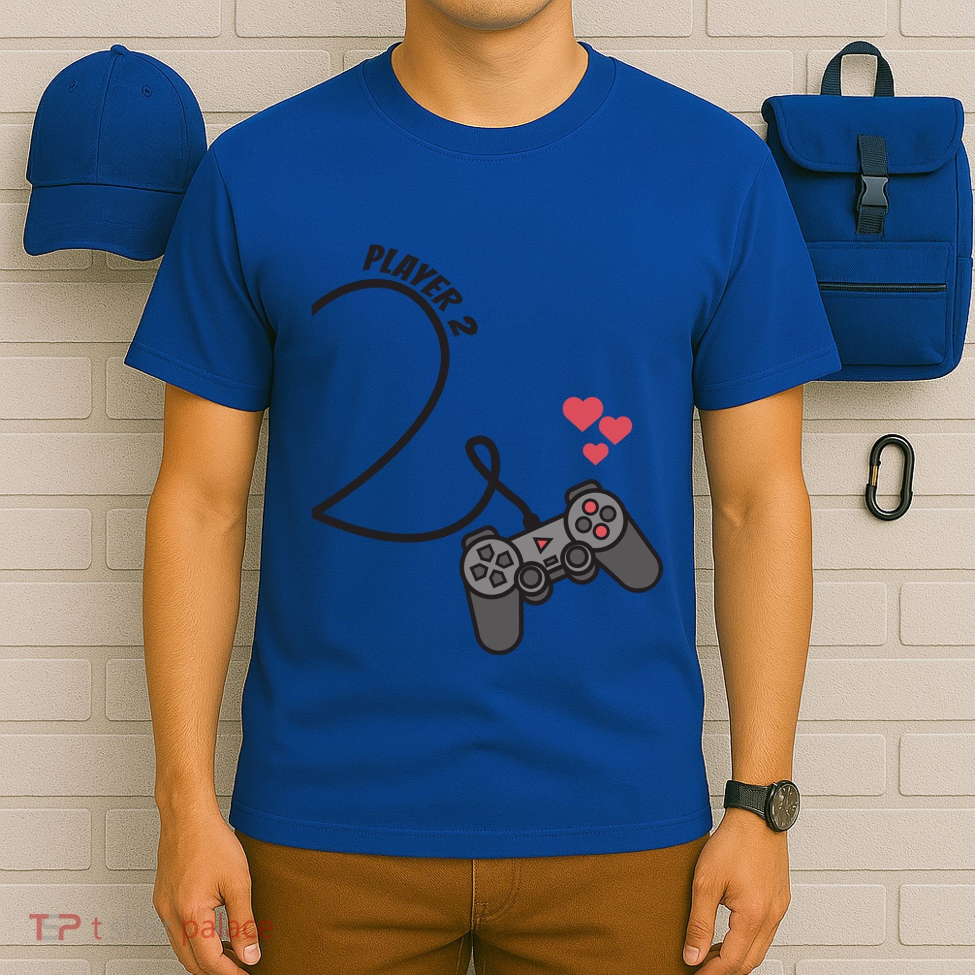 Funny Player 1 Player 2 Matching Gamer Couple Him Her Funny Gift T-Shirt