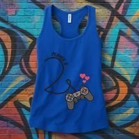 Funny Player 1 Player 2 Matching Gamer Couple Him Her Funny Gift Women's Tank Top thumb 3