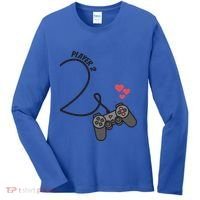 Funny Player 1 Player 2 Matching Gamer Couple Him Her Funny Gift Women's Long Sleeve Shirt thumb 0
