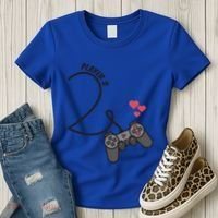 Funny Player 1 Player 2 Matching Gamer Couple Him Her Funny Gift Women's T-Shirt thumb 3