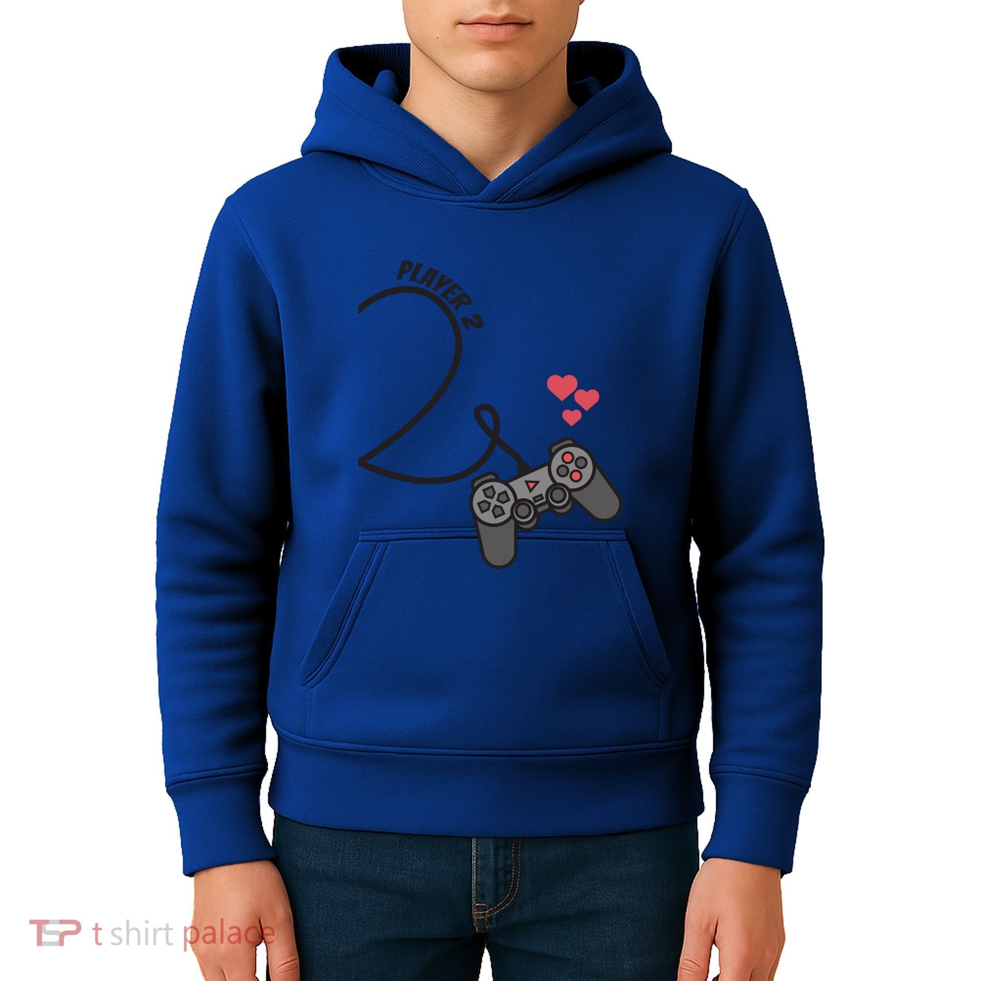 Funny Player 1 Player 2 Matching Gamer Couple Him Her Funny Gift Kids Hoodie