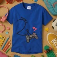 Funny Player 1 Player 2 Matching Gamer Couple Him Her Funny Gift Kids T-Shirt thumb 3