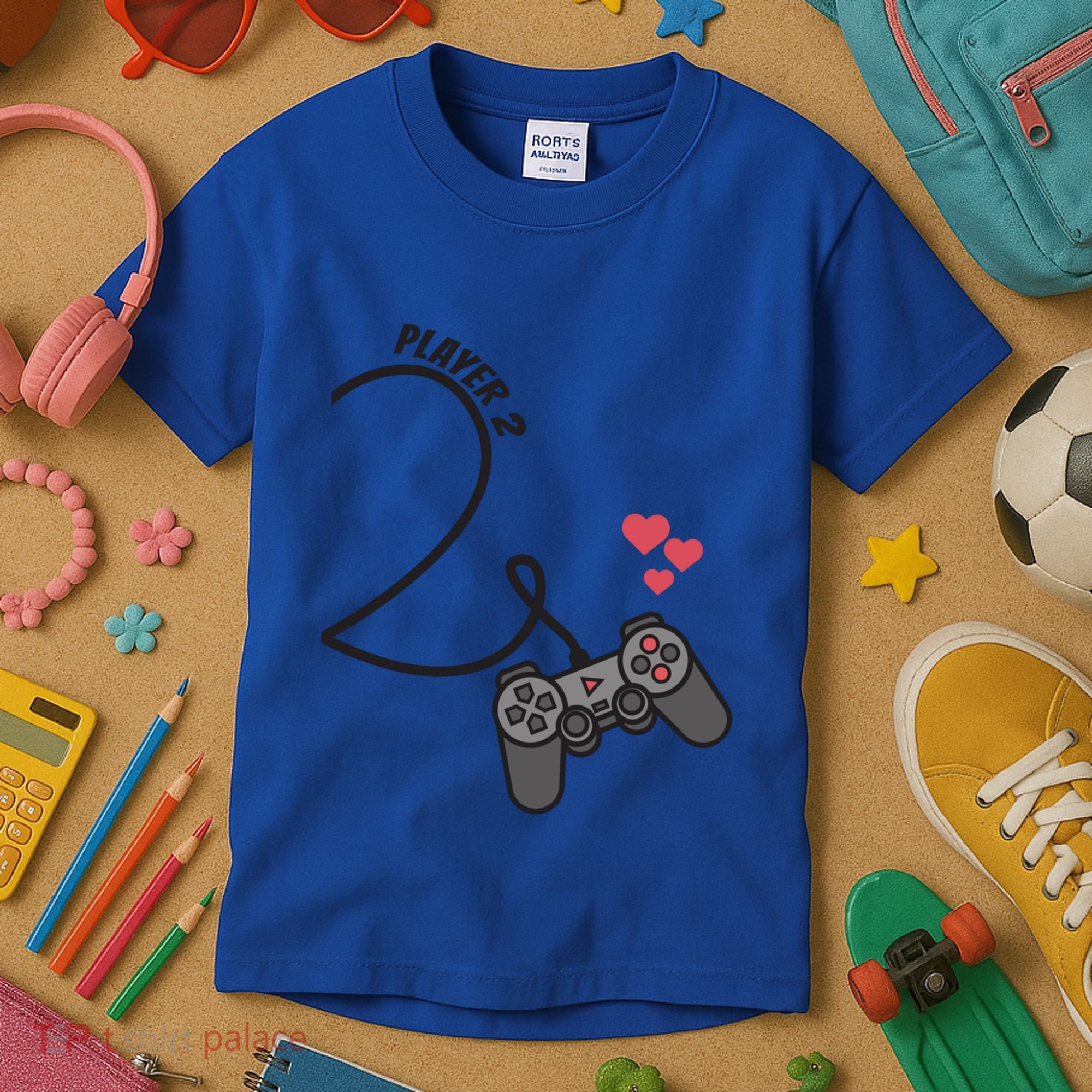 Funny Player 1 Player 2 Matching Gamer Couple Him Her Funny Gift Kids T-Shirt
