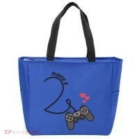 Funny Player 1 Player 2 Matching Gamer Couple Him Her Funny Gift Tote Bag thumb 0