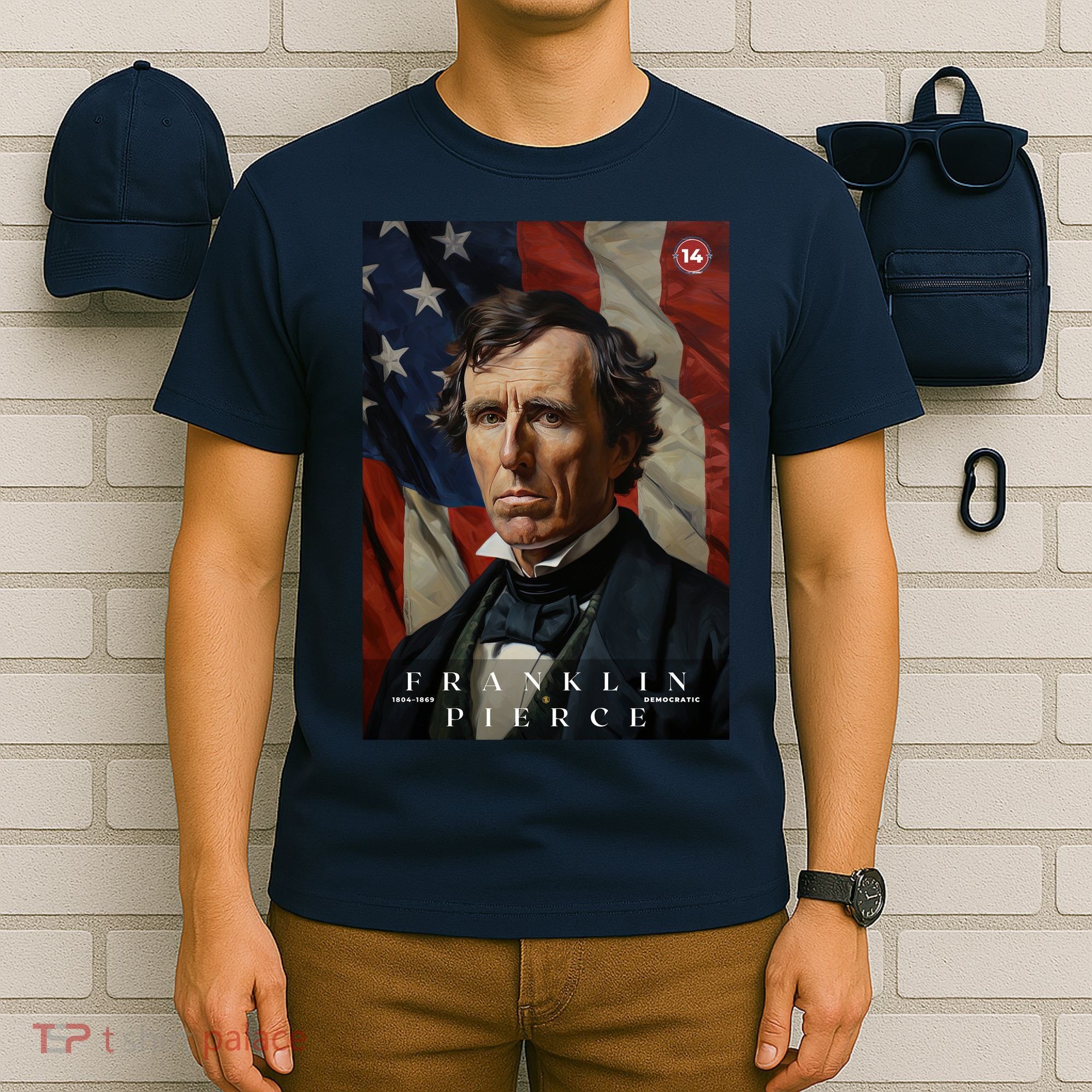 Franklin Pierce 14th President Of The United States Portrait T-Shirt