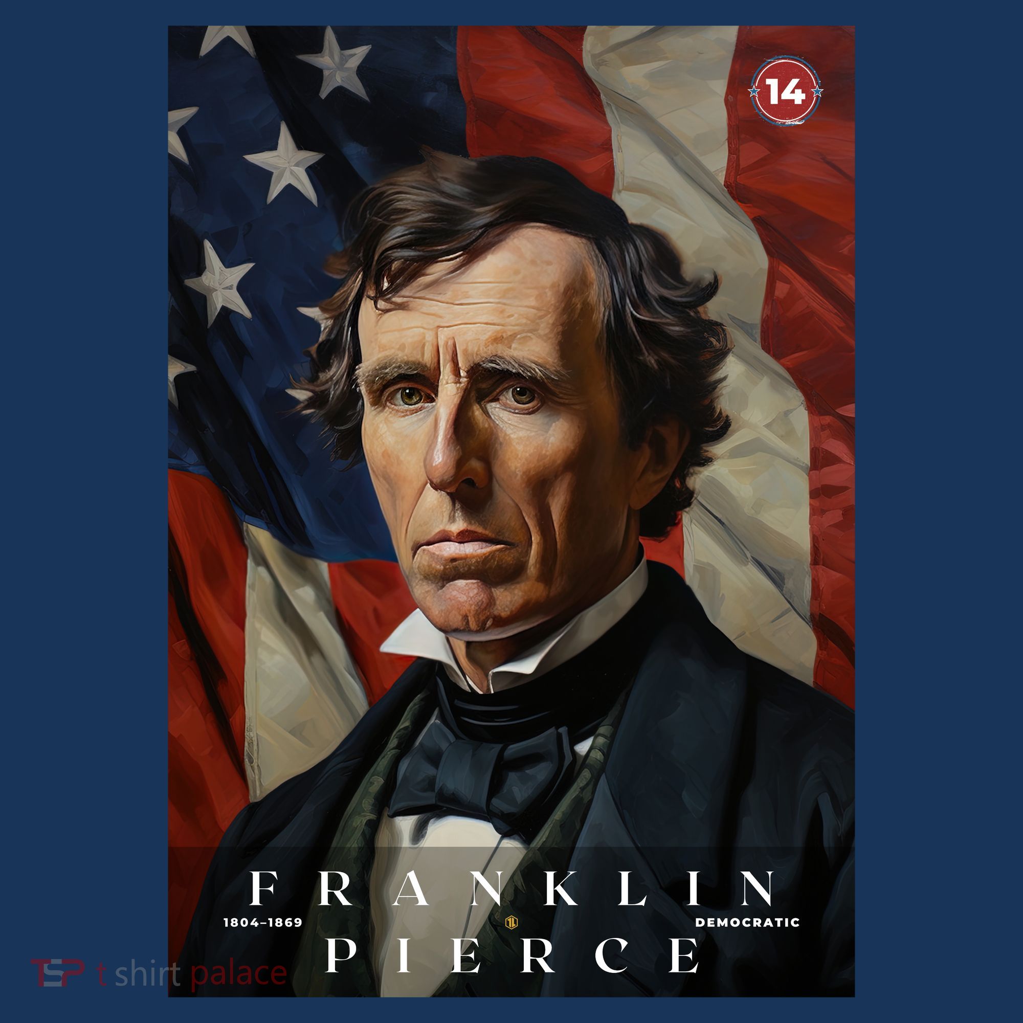 Franklin Pierce 14th President Of The United States Portrait T-Shirt