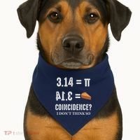 Funny Pi 314 = Pie Coincidence I Think Not Math Pun USA-Made Doggie Bandana thumb 1