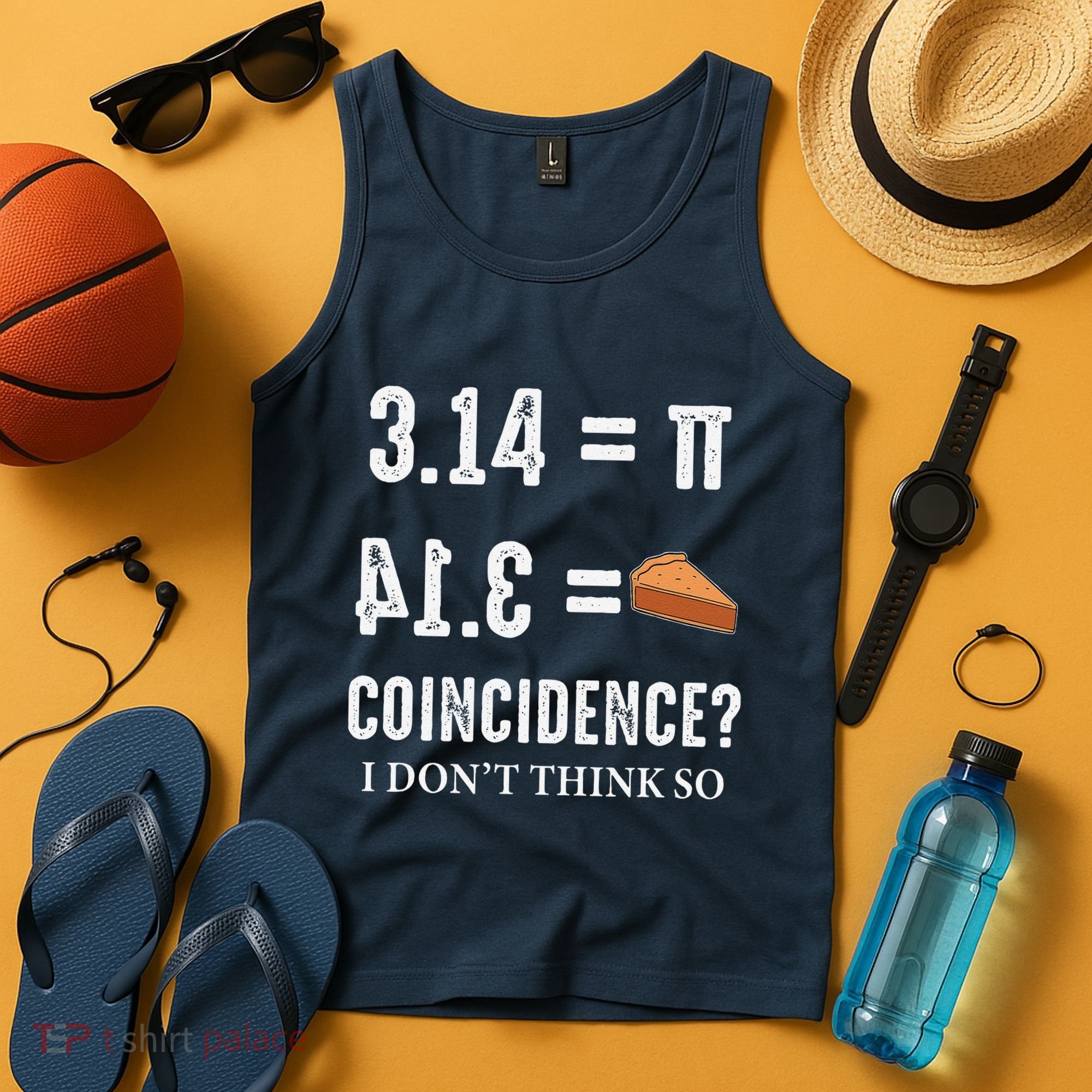 Funny Pi 314 = Pie Coincidence I Think Not Math Pun Tank Top