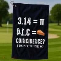 Funny Pi 314 = Pie Coincidence I Think Not Math Pun Golf Towel thumb 1