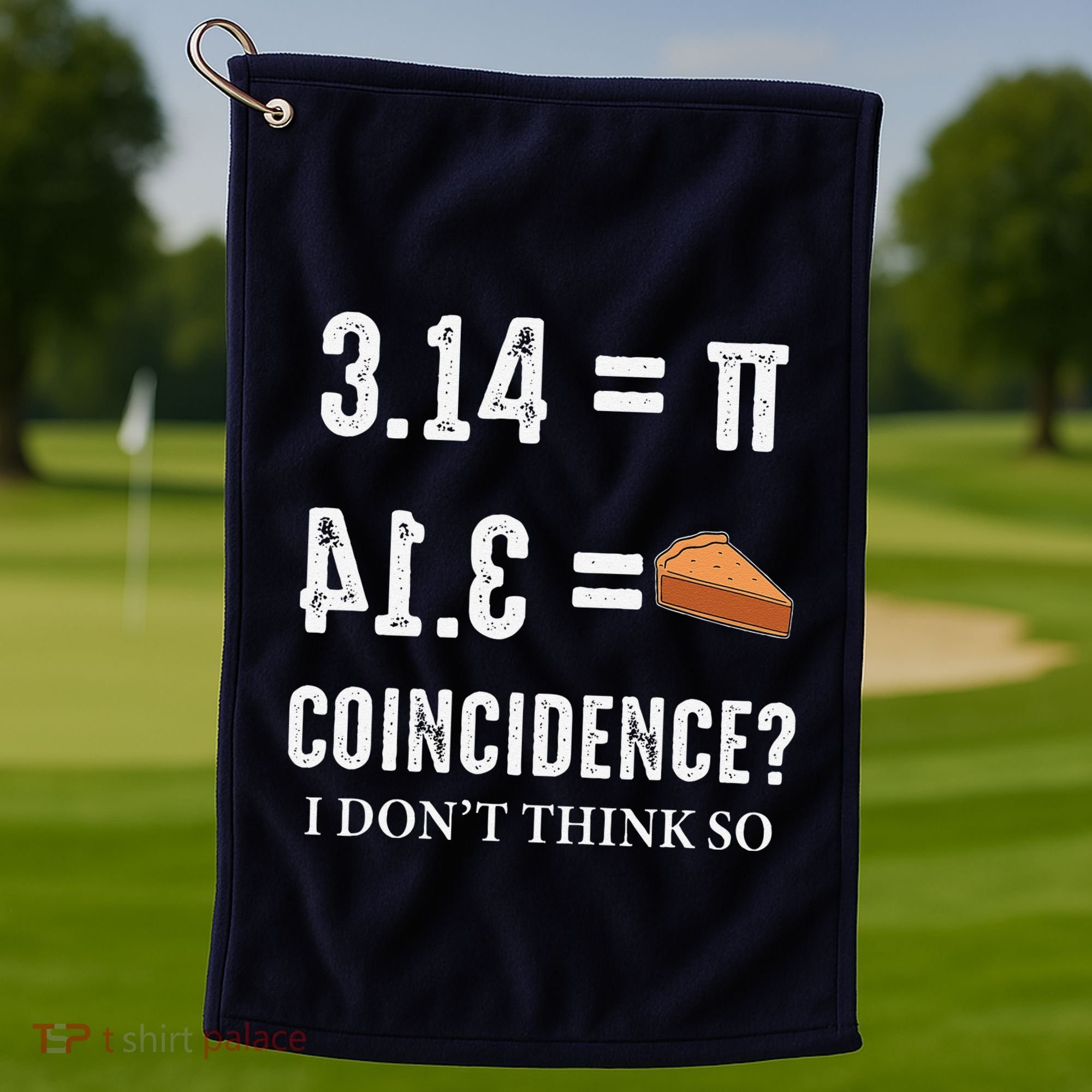 Funny Pi 314 = Pie Coincidence I Think Not Math Pun Golf Towel