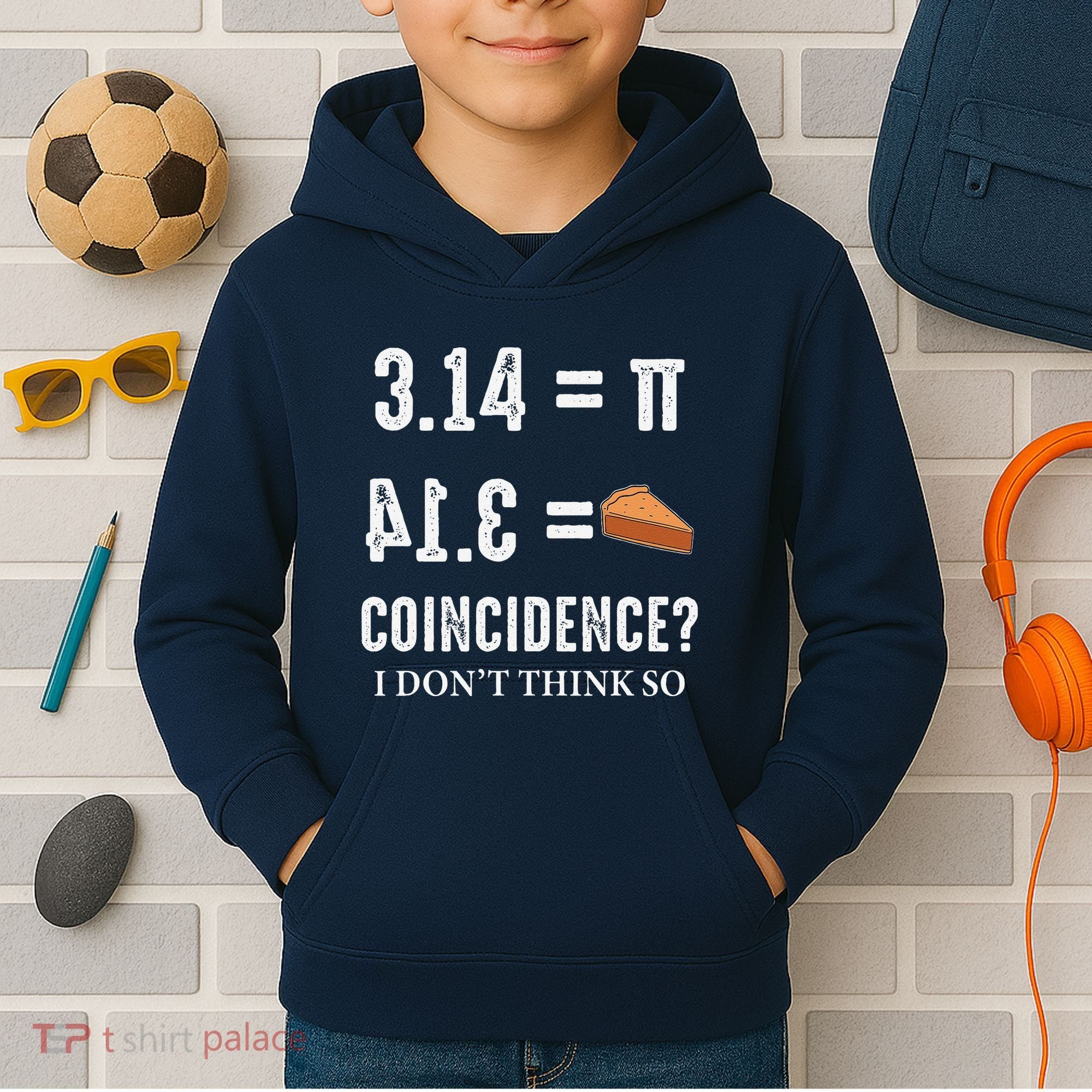 Funny Pi 314 = Pie Coincidence I Think Not Math Pun Kids Hoodie