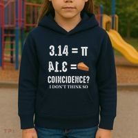 Funny Pi 314 = Pie Coincidence I Think Not Math Pun Kids Hoodie thumb 3