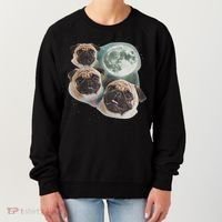 Funny Pug 3 Pug Moon Dog Lovers Three Space Canines Women's Sweatshirt thumb 0