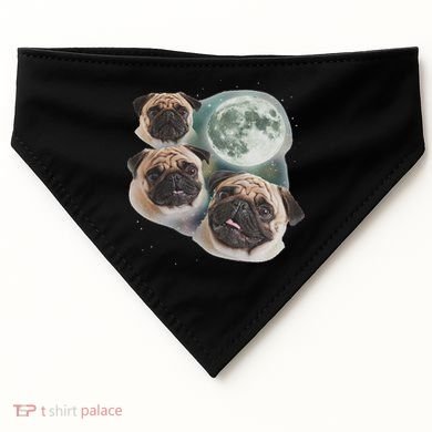 Funny Pug 3 Pug Moon Dog Lovers Three Space Canines USA-Made Doggie Bandana